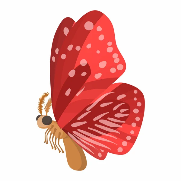 Icono de mariposa roja, estilo de dibujos animados — Vector de stock