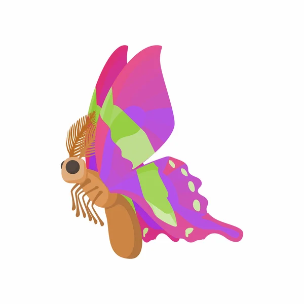 Roze-groene vlinder icoon, cartoon stijl — Stockvector