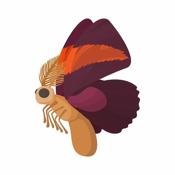 Maroon butterfly icon, cartoon style — Stock Vector