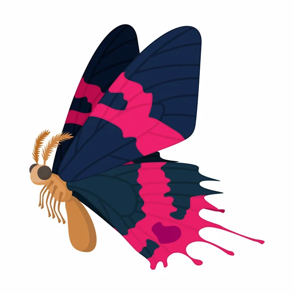 Icono de mariposa azul-rosa oscuro, estilo de dibujos animados — Vector de stock