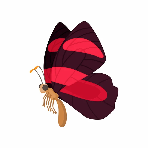 Icono de mariposa de Borgoña, estilo de dibujos animados — Vector de stock