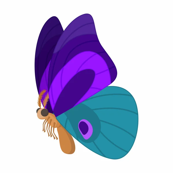 Icono de mariposa azul púrpura, estilo de dibujos animados — Vector de stock