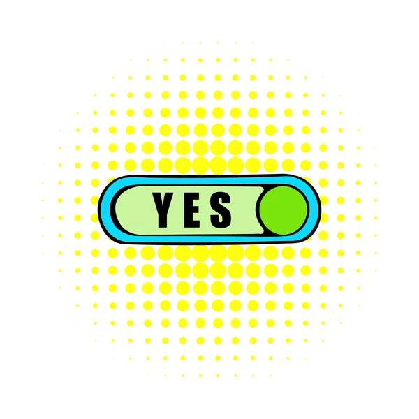 Toggle switch in Yes position icon, comics style — Stock Vector