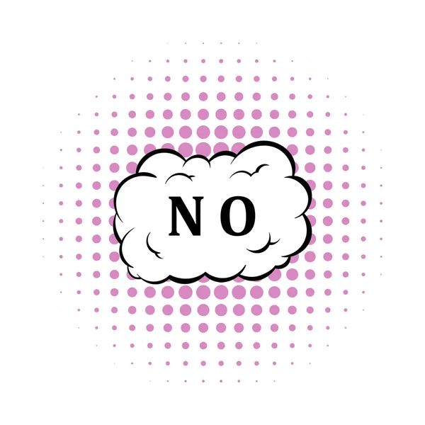 No in cloud icon, comics style — Stock Vector
