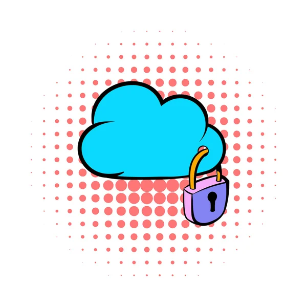 Ícone de segurança da nuvem, estilo quadrinhos — Vetor de Stock