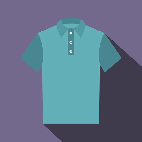 Blue polo shirt icon, flat style — Stock Vector