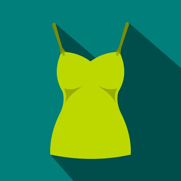 Verde mujer tanque icono superior, estilo plano — Archivo Imágenes Vectoriales