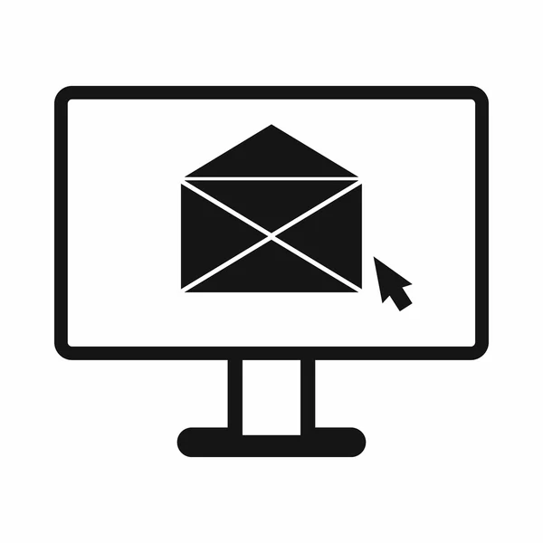 Számítógép, e-mail ikon, egyszerű stílus — Stock Vector