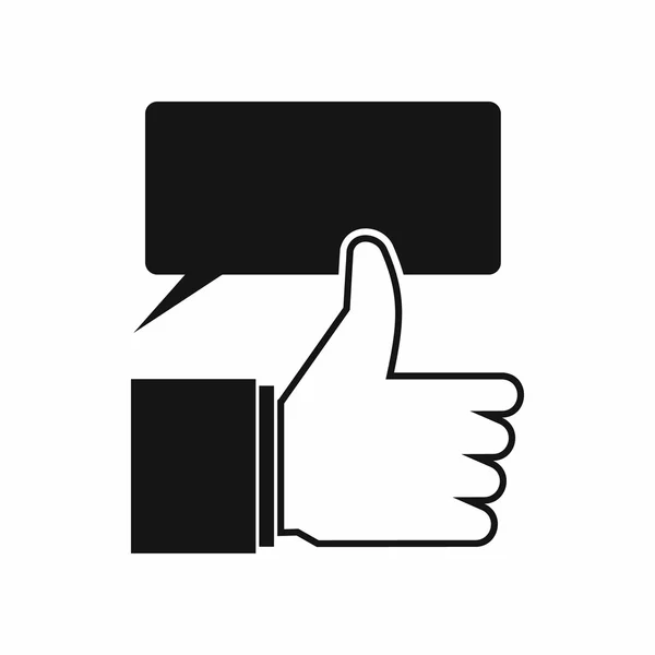 Thumbs up and speech bubble icon, simple style - Stok Vektor