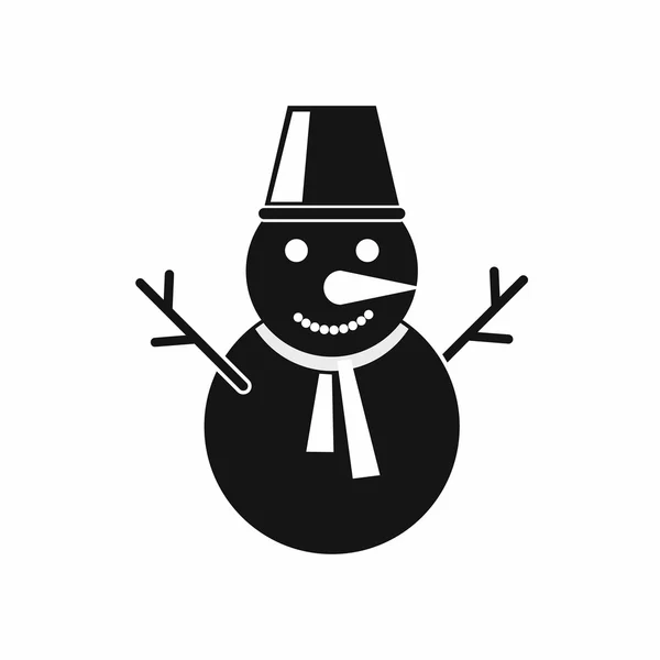 Ícone de boneco de neve de inverno, estilo simples preto —  Vetores de Stock