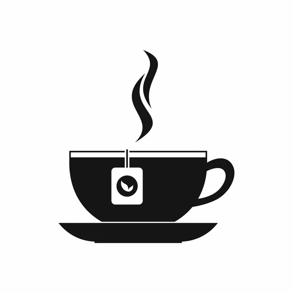 Чашка с иконкой чайного пакетика, черный простой стиль — стоковый вектор