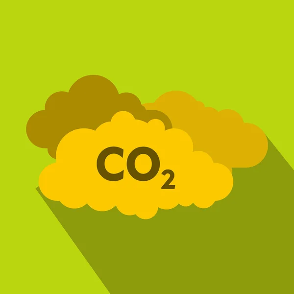 Signo de CO2 e icono de nube, estilo plano — Vector de stock