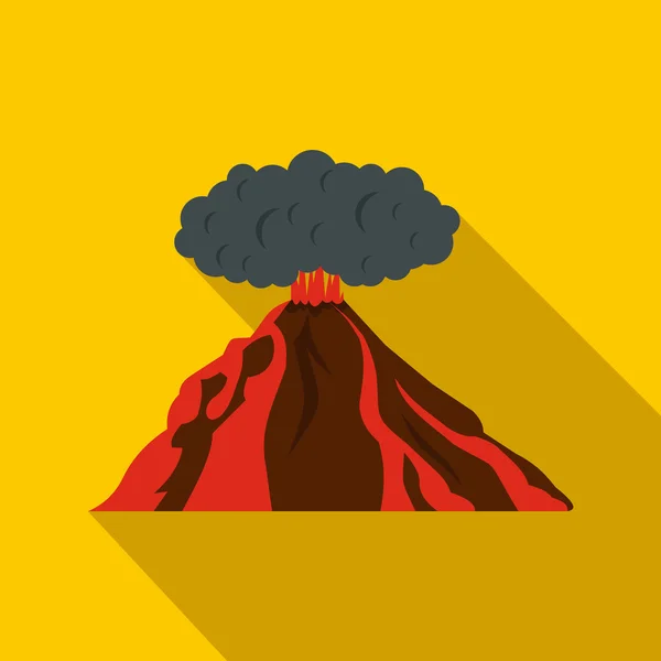 Vulkán kitörés ikon, lapos stílusú — Stock Vector
