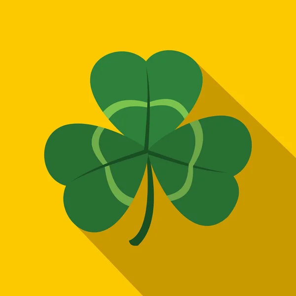 Shamrock vert, icône de trèfle à trois feuilles, style plat — Image vectorielle