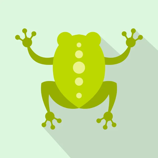 Green frog icon, flat style — Stock Vector