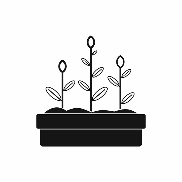 Lale çiçek simgesi, siyah basit tarzı soyut — Stok Vektör