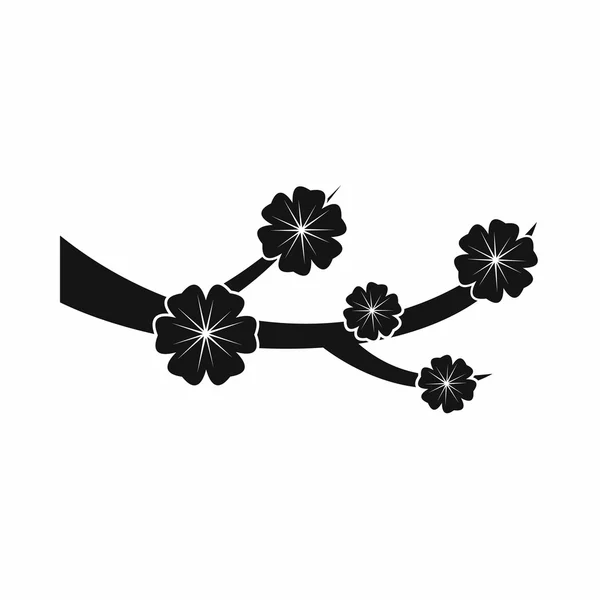 Styl prosty Sakura blossom ikony, czarny — Wektor stockowy
