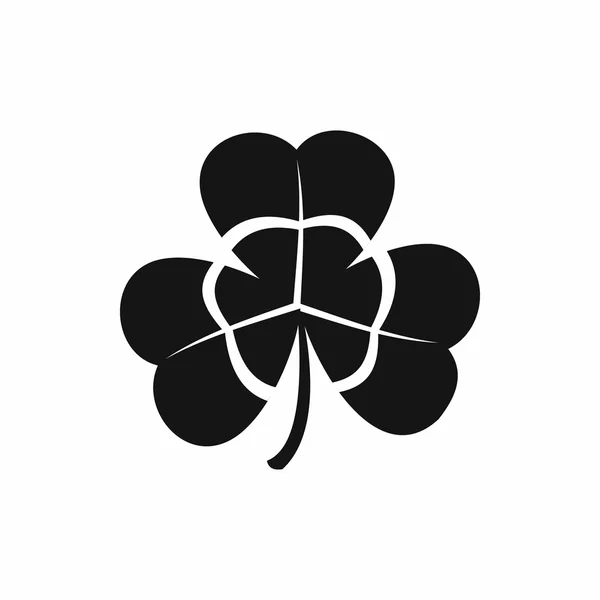 Dreiblättriges Kleeblatt-Symbol, schwarzer einfacher Stil — Stockvektor
