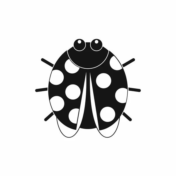 Cute ladybug icon, black simple style — Stock Vector