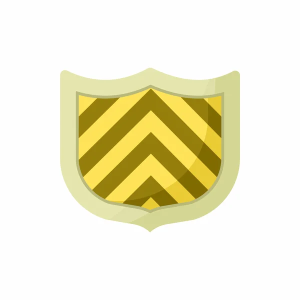 Striped shield icon, cartoon style — Stock Vector