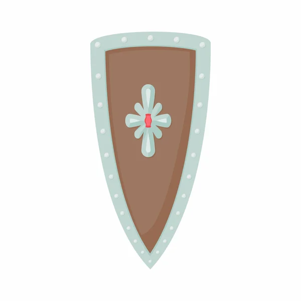 Escudo angulado com ornamentos ícone, estilo dos desenhos animados — Vetor de Stock