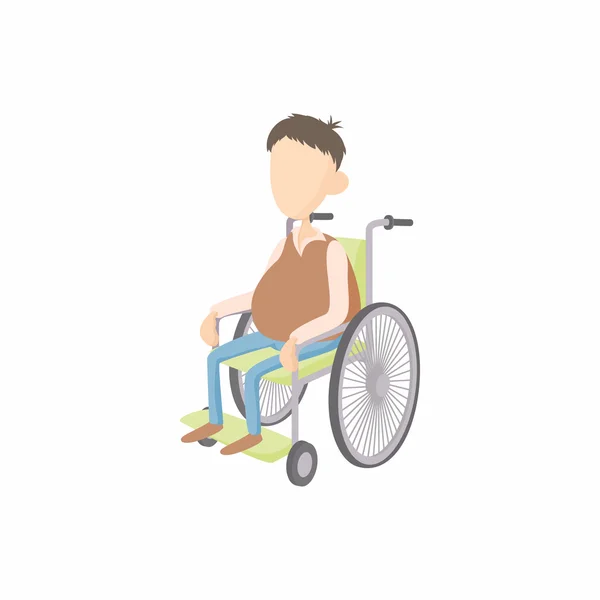 Homme en fauteuil roulant icône, style dessin animé — Image vectorielle