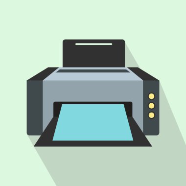 Grey printer icon in flat style clipart