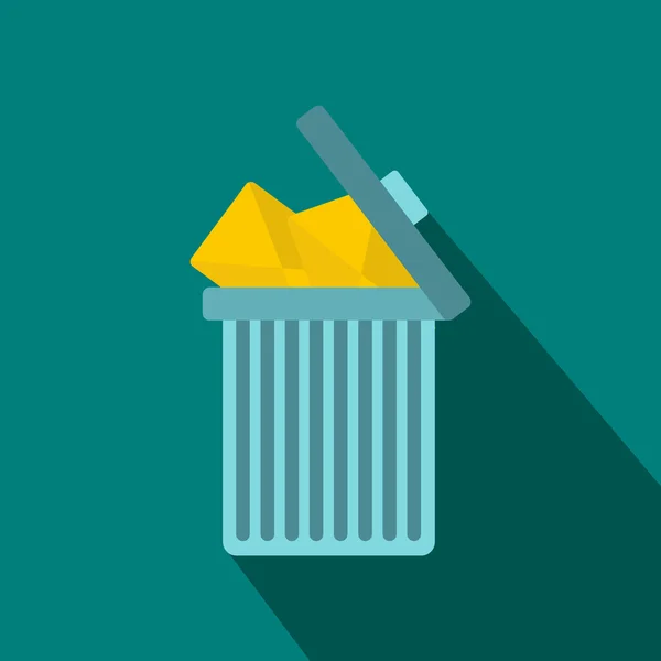 Icône poubelle avec icône enveloppes, style plat — Image vectorielle