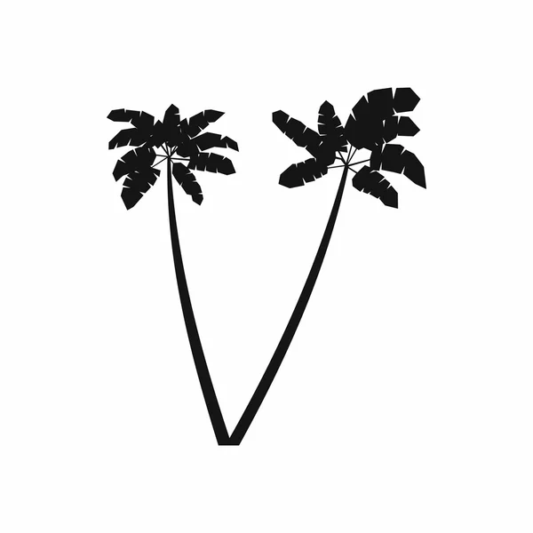 İki palm bitki ağaç simgesi, basit tarzı — Stok Vektör