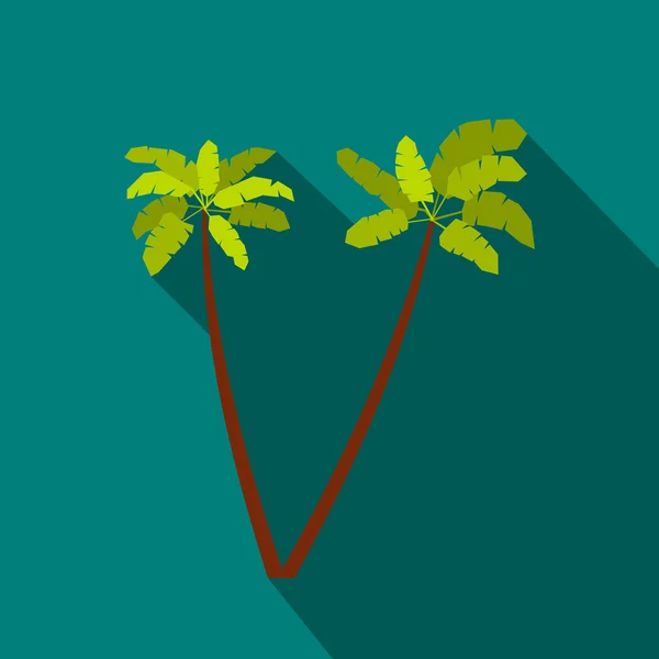 Icono de dos palmeras, estilo plano — Archivo Imágenes Vectoriales