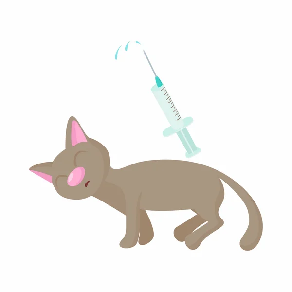 Chat reçoit une icône d'injection, style dessin animé — Image vectorielle