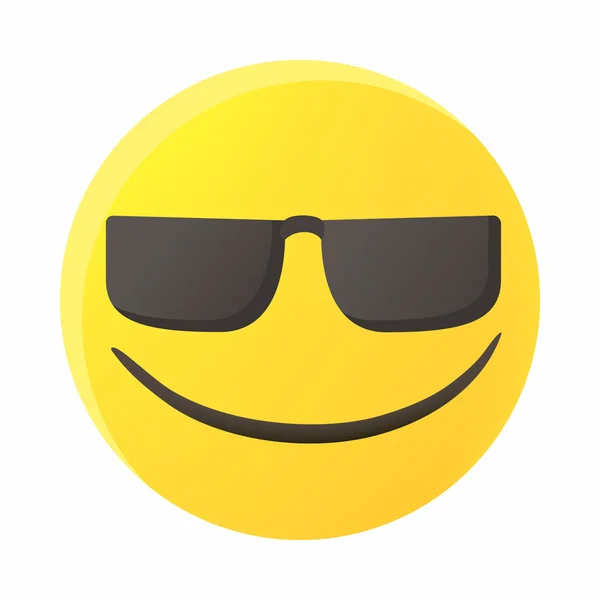 Sweet smile emoji. Smirk emotion. Cool guy with sunglasses emoticon