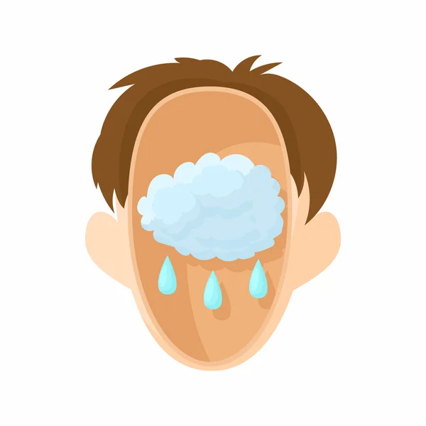 Głowica z ikona chmury deszcz, kreskówki stylu — Wektor stockowy