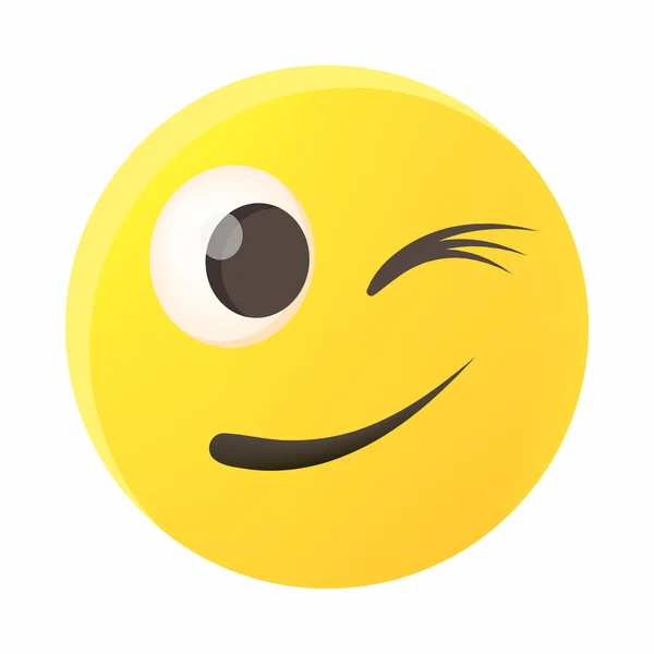 Augenzwinkern Emoticon-Symbol, Cartoon-Stil — Stockvektor