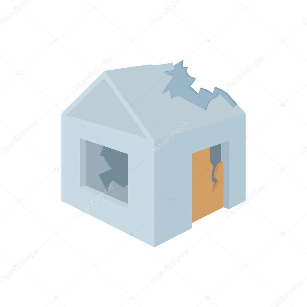 Destroyed house icon in cartoon style Stock Vector Image by