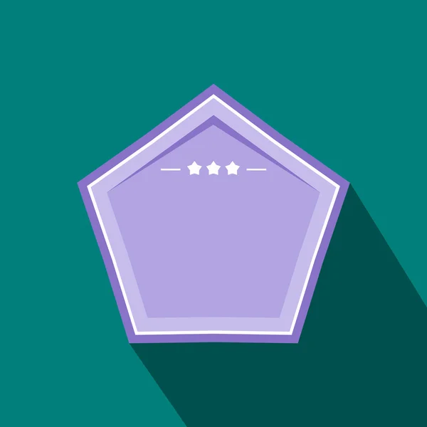 Insignia violeta con icono de tres estrellas, estilo plano — Vector de stock