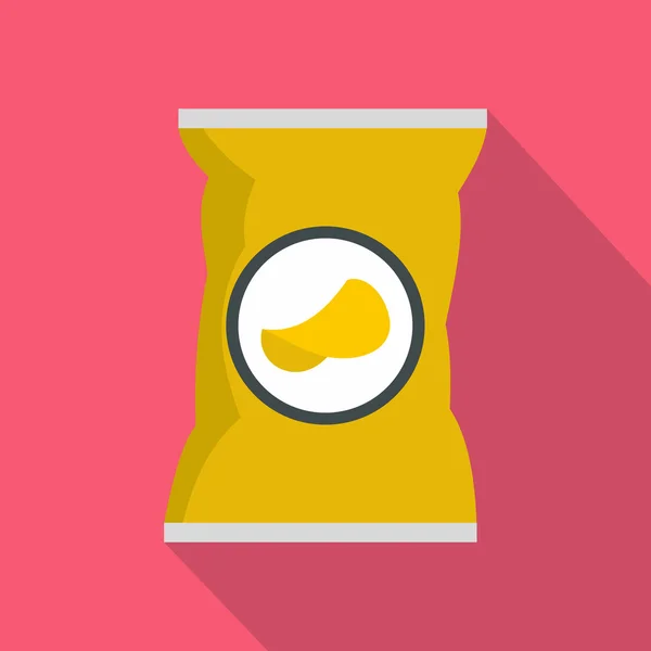 Potato chips bag icon, flat style — Stock Vector