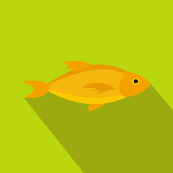 Yellow fish icon in flat style — Stock Vector