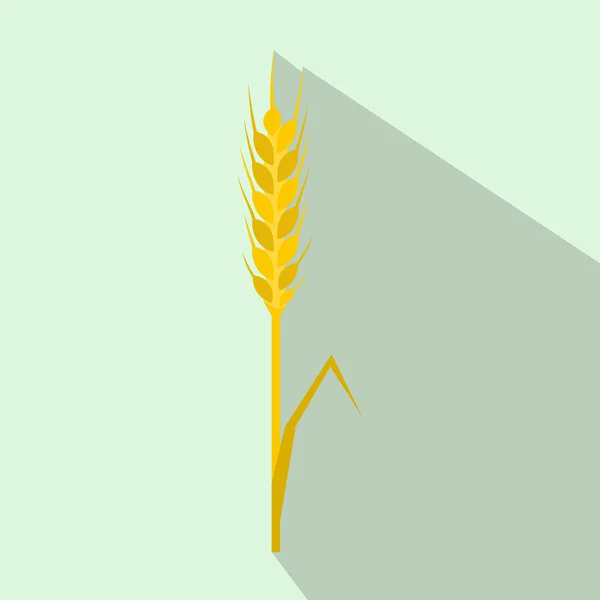 Icono de oreja de centeno amarillo, estilo plano — Vector de stock