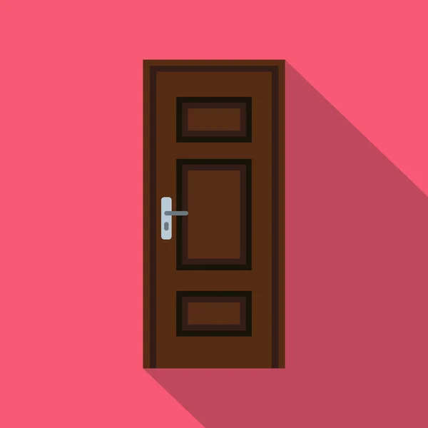 Коричневая деревянная дверь, плоский стиль — стоковый вектор