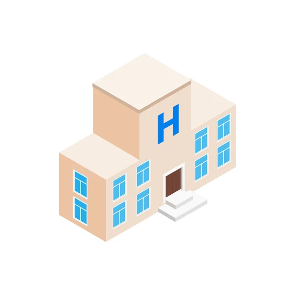 Ikone des Krankenhausbaus, isometrischer 3D-Stil — Stockvektor