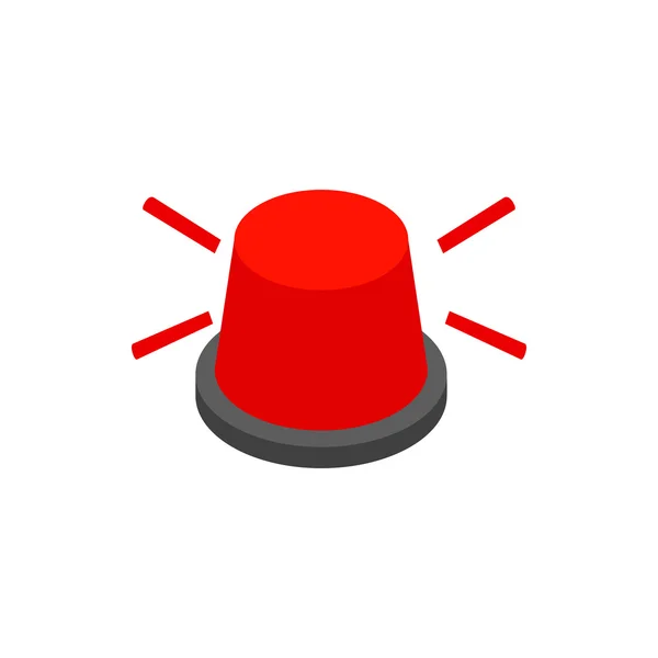 Rotes Blinklicht-Symbol, isometrischer 3D-Stil — Stockvektor