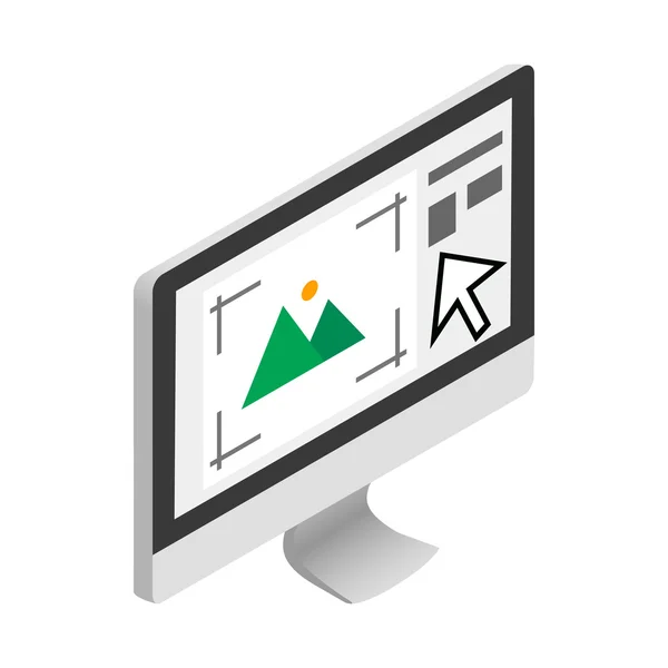 Moniteur d'ordinateur avec icône du programme imprimante — Image vectorielle