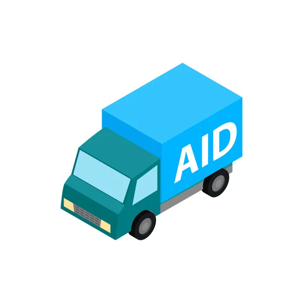 Ícone de ajuda humanitária de carro, estilo 3D isométrico — Vetor de Stock