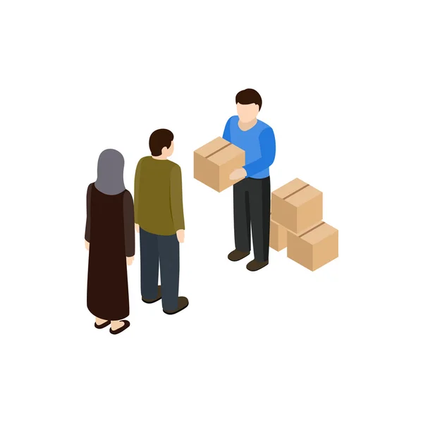 Humanitarian assistance icon, isometric 3d style — Stock Vector