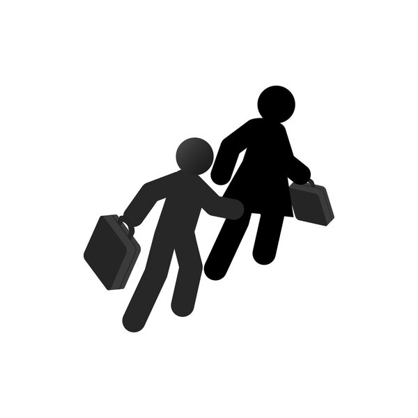 Refugees with suitcase icon, isometric 3d style