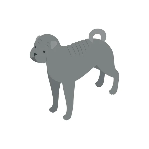 Ícone de cão Bulldog, estilo 3D isométrico — Vetor de Stock