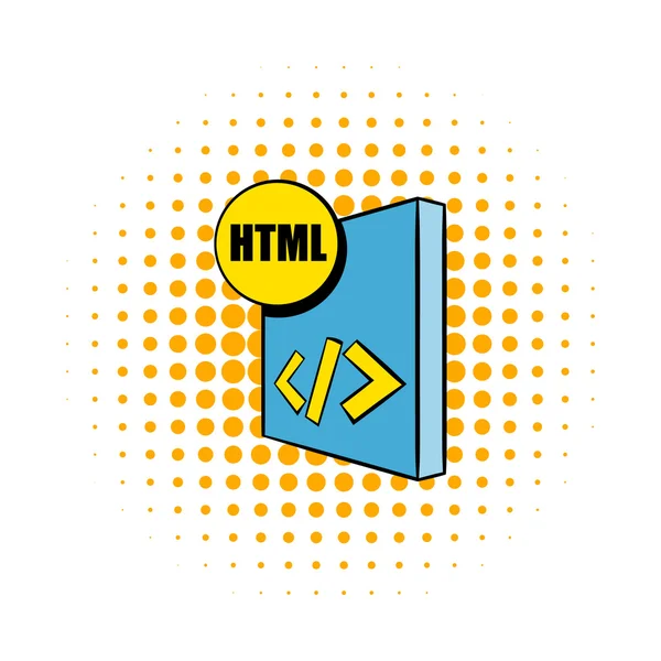 HTML file icon in comics style — Stock Vector