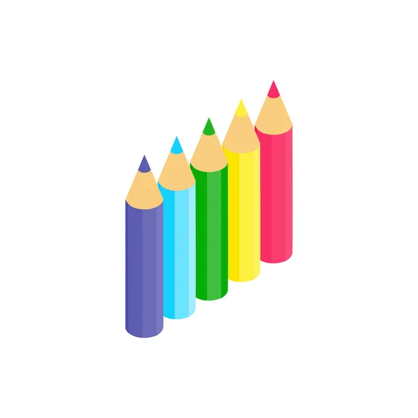 Εικονίδιο χρωματιστά μολύβια, ισομετρικές 3d στυλ — Διανυσματικό Αρχείο