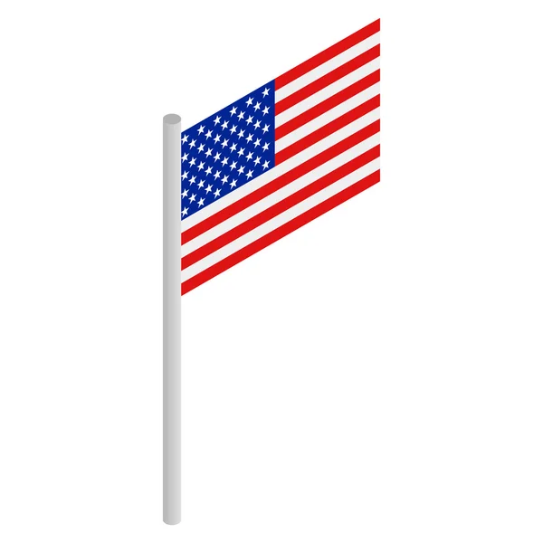 Amerikaanse vlag, pictogram, isometrische 3D-stijl — Stockvector